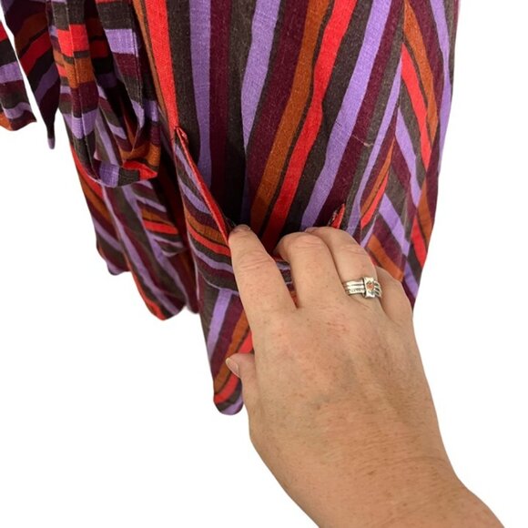 Modcloth dress women's M red purple v neck linen blend sleeveless Retro - Picture 7 of 10